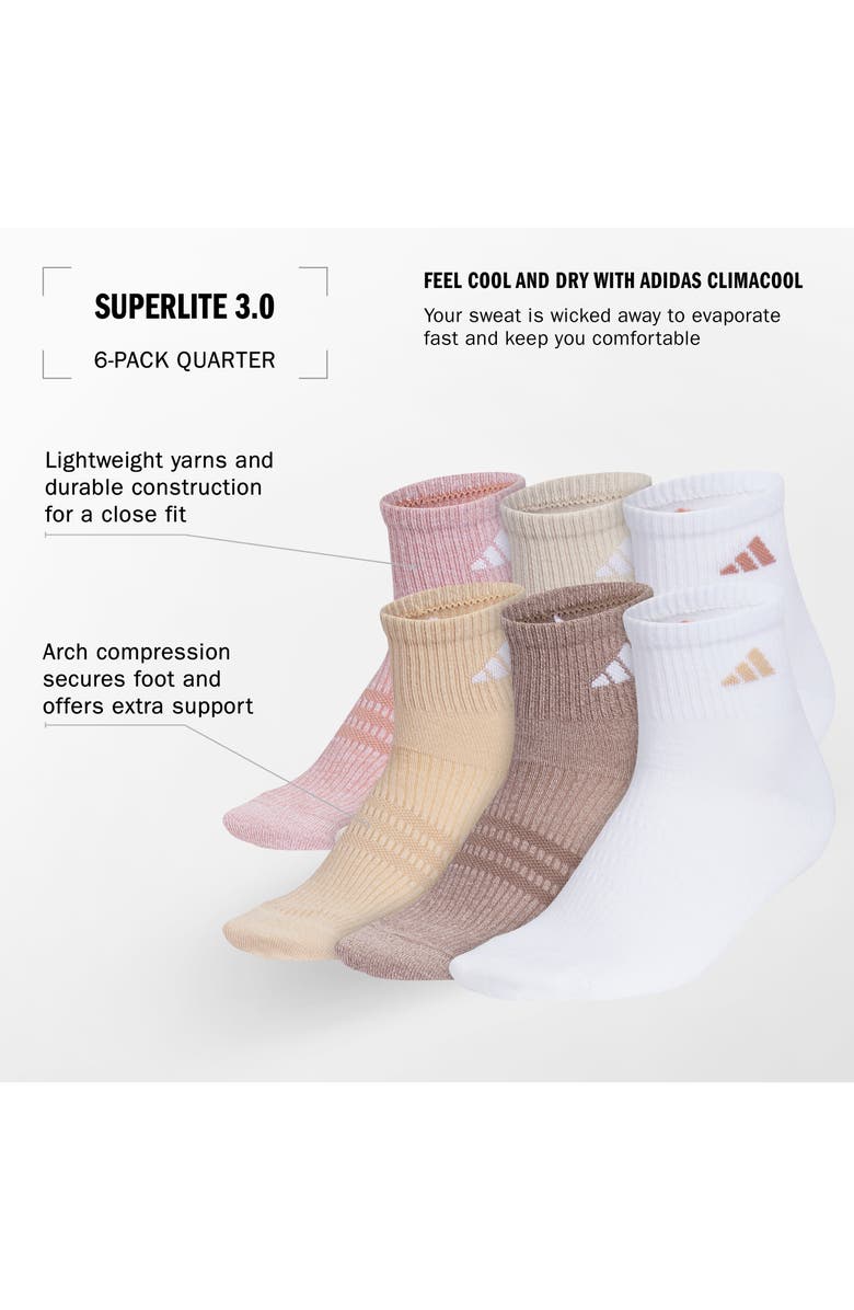 adidas Superlite 3.0 6-Pack Ankle Socks, Alternate, color, Dark Pink