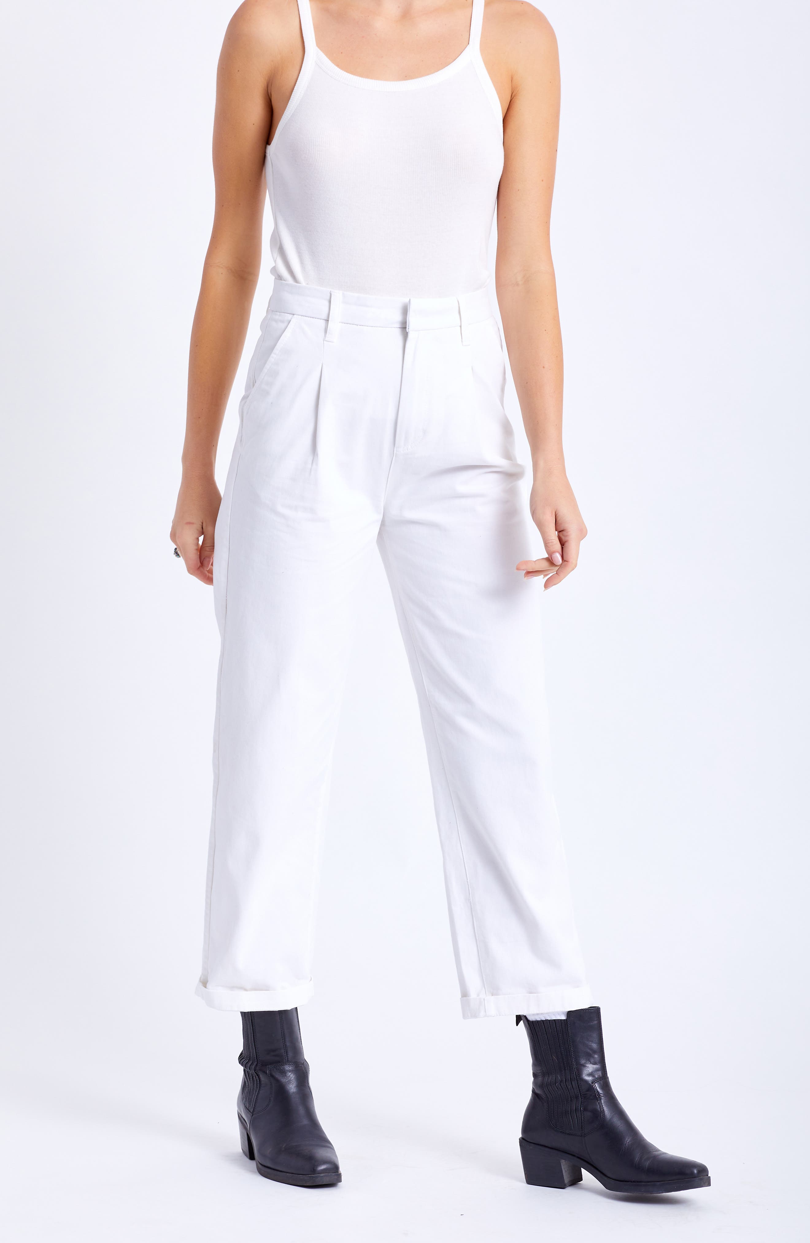 Brixton Victory Pleated High Waist Crop Pants (Women) | Nordstromrack