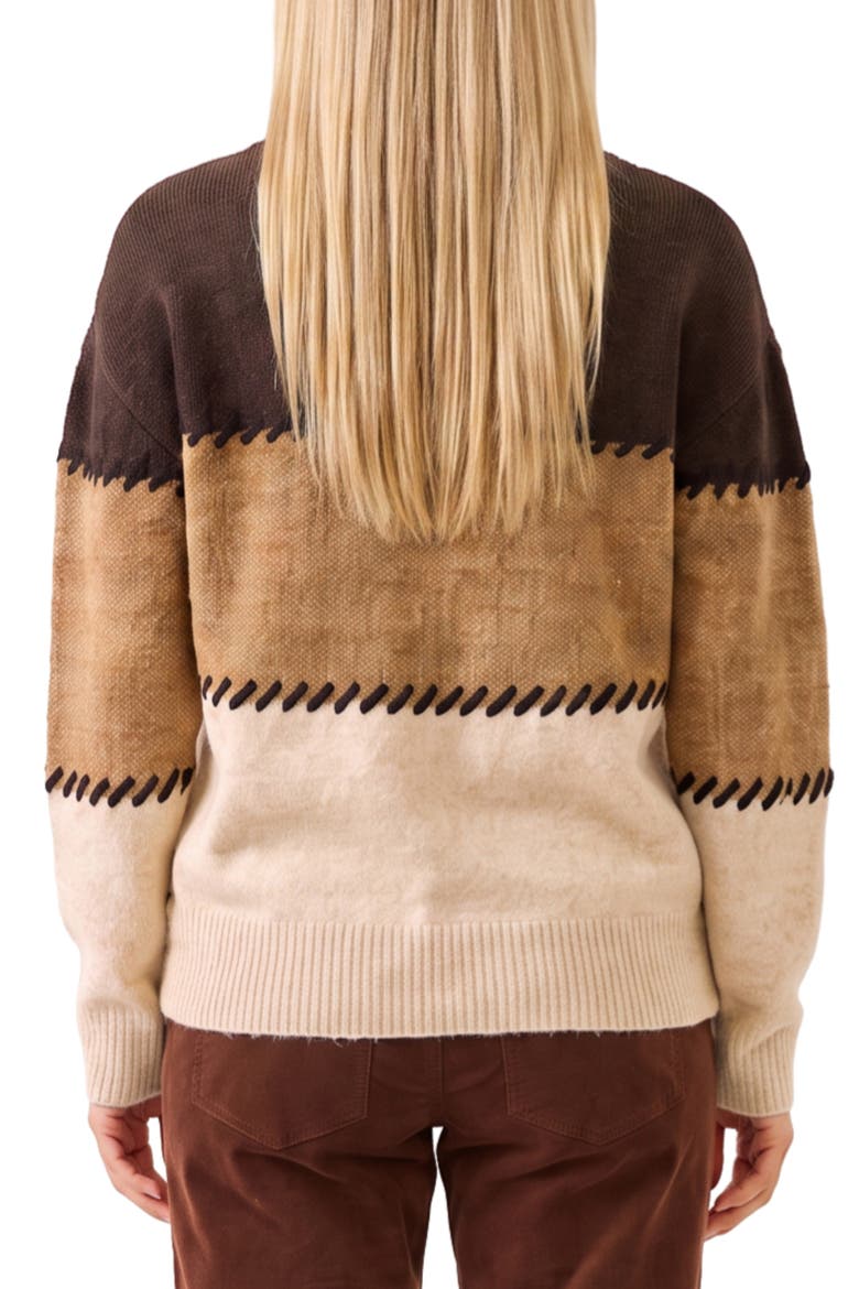 Contrast Stitch Mock Neck Sweater, Alternate, color, BROWN