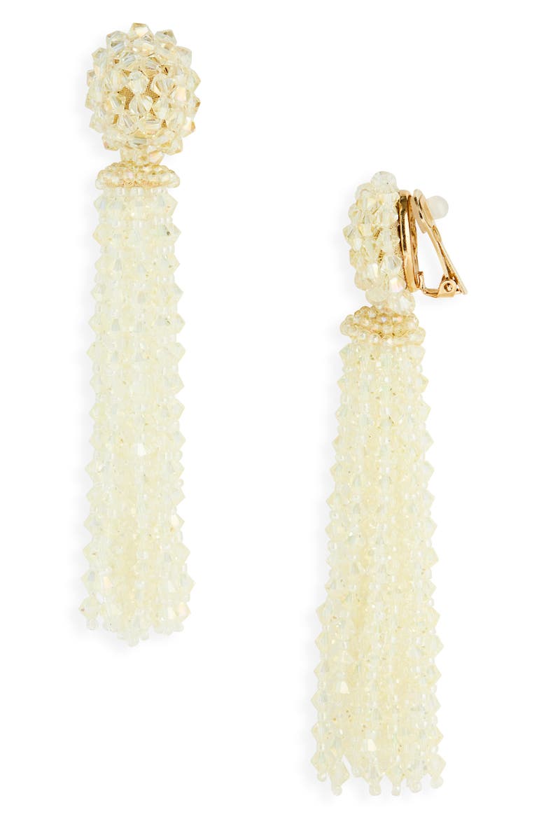 Beaded Tassel Drop Earrings, Main, color, PALE YELLOW