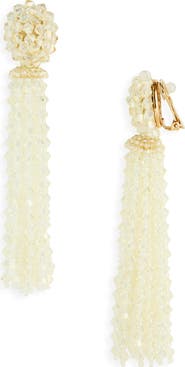 Oscar de la Renta Beaded Tassel Drop Earrings