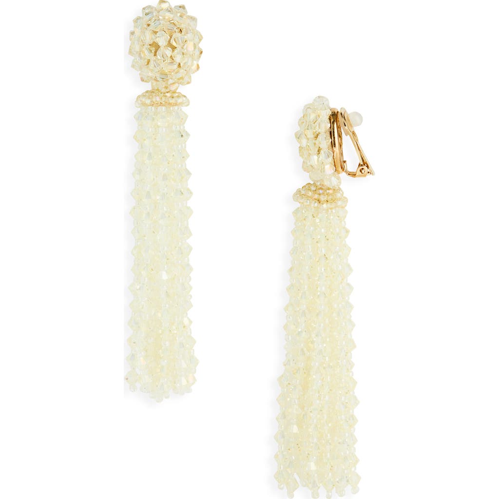 Oscar De La Renta Beaded Tassel Drop Earrings In Gold