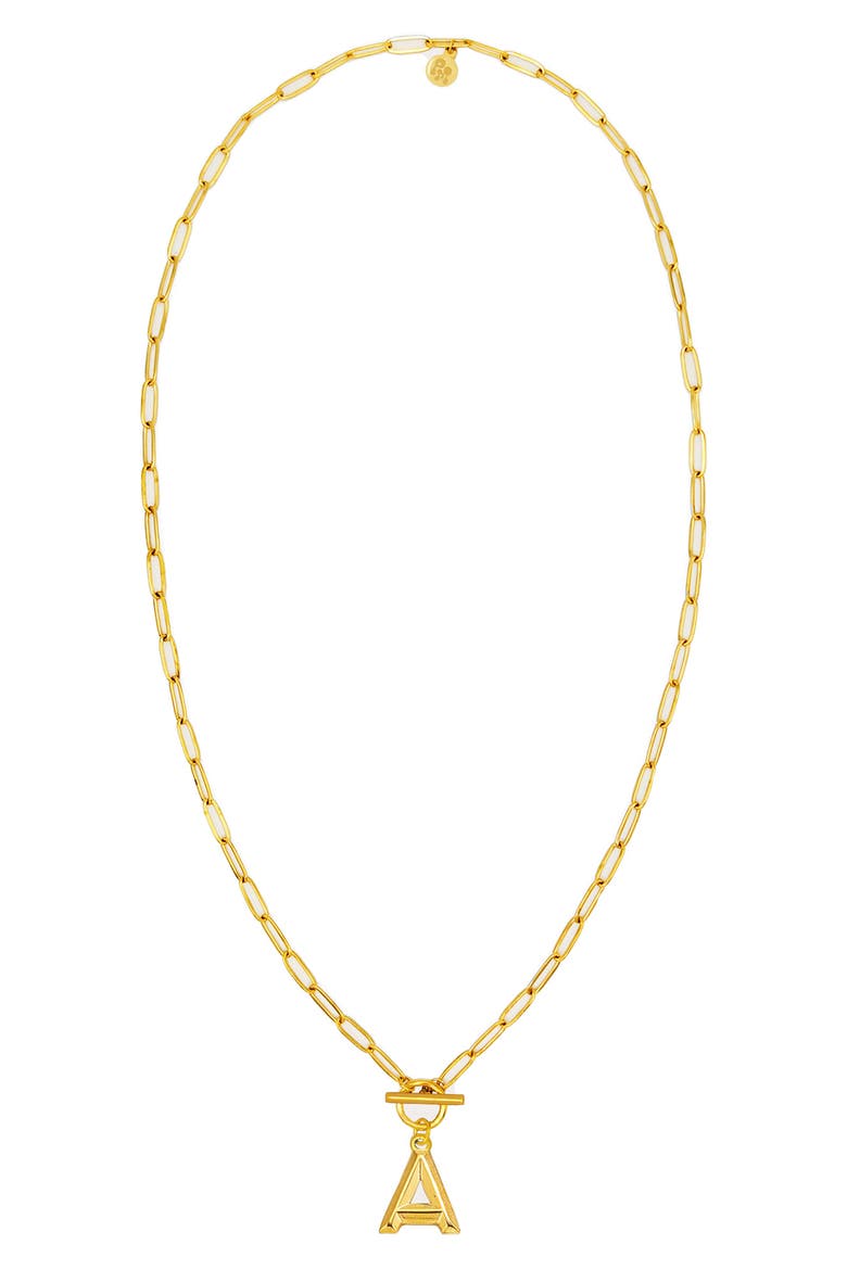 Paper Clip Initial Toggle Necklace, Main, color, GOLD-A