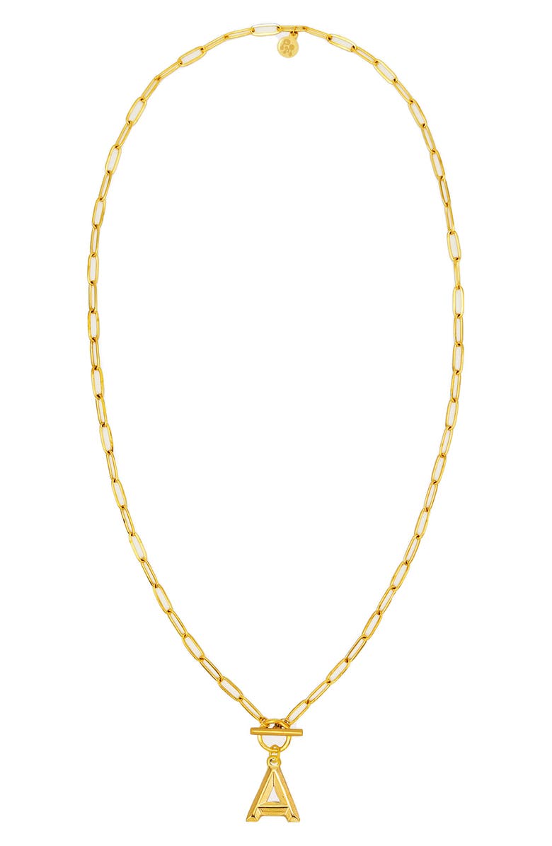 Petit Moments Paper Clip Initial Toggle Necklace, Main, color, Gold-A