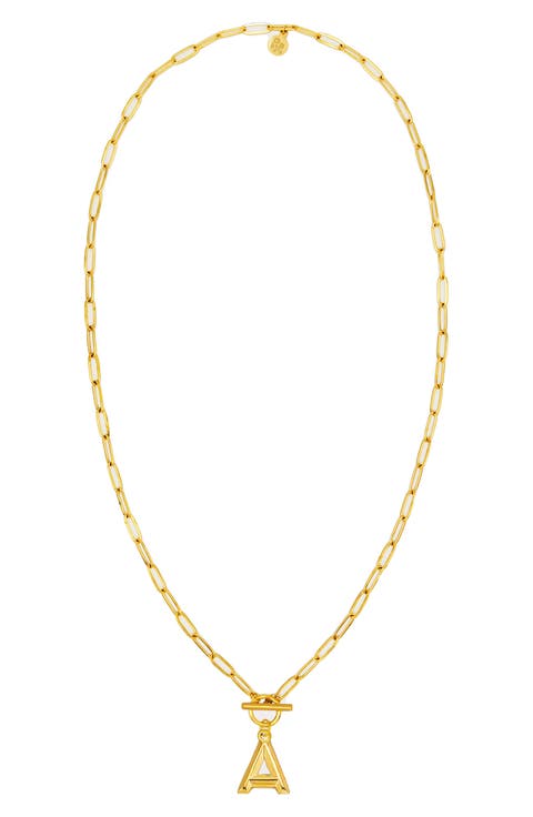 Paper Clip Initial Toggle Necklace
