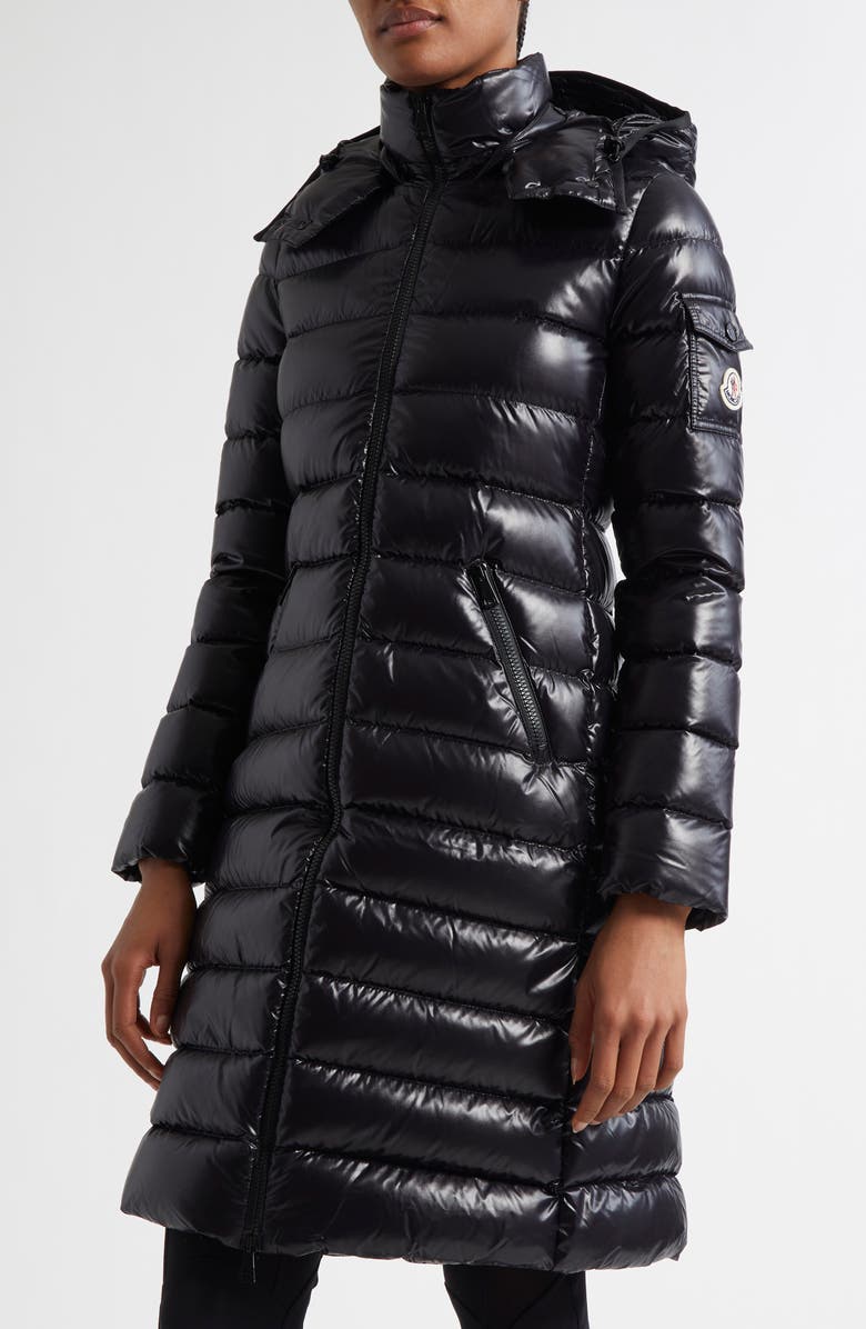 Moncler Moka Quilted Down Long Parka, Alternate, color, Black/Black