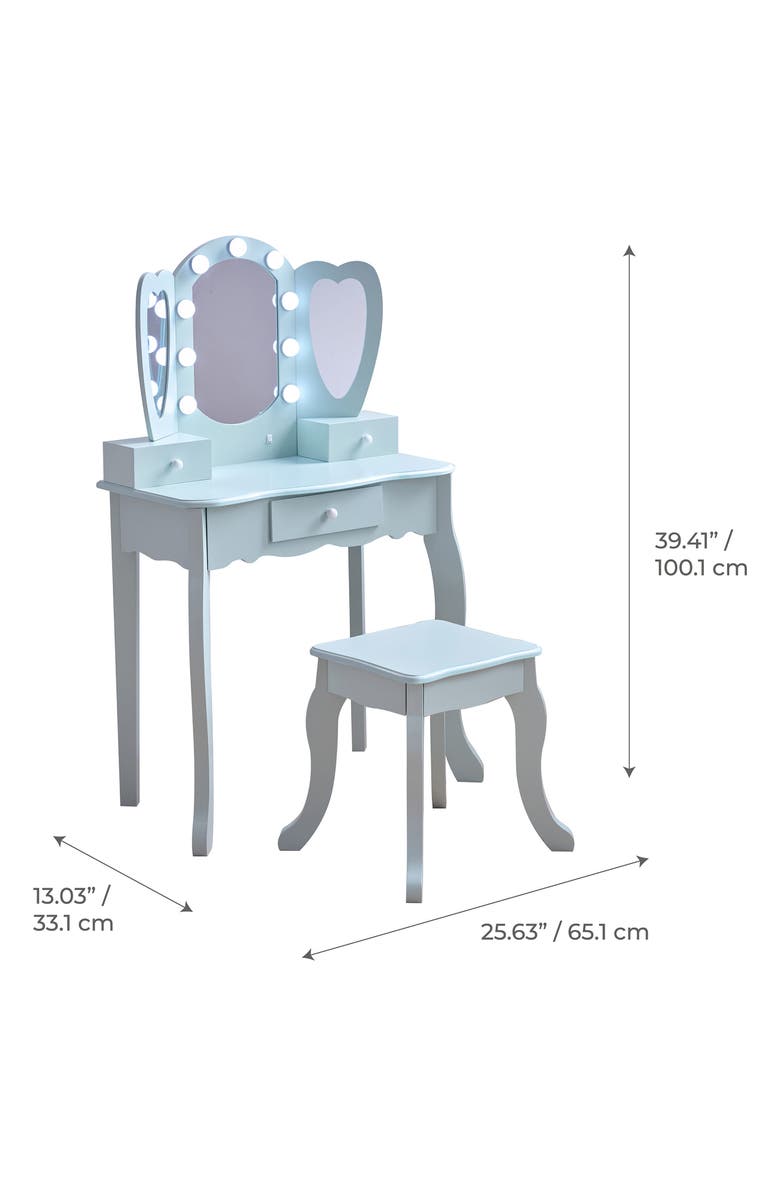 Teamson Kids Fantasy Fields Little Princess Vanity Play Set with LED Mirror, Alternate, color, Blue