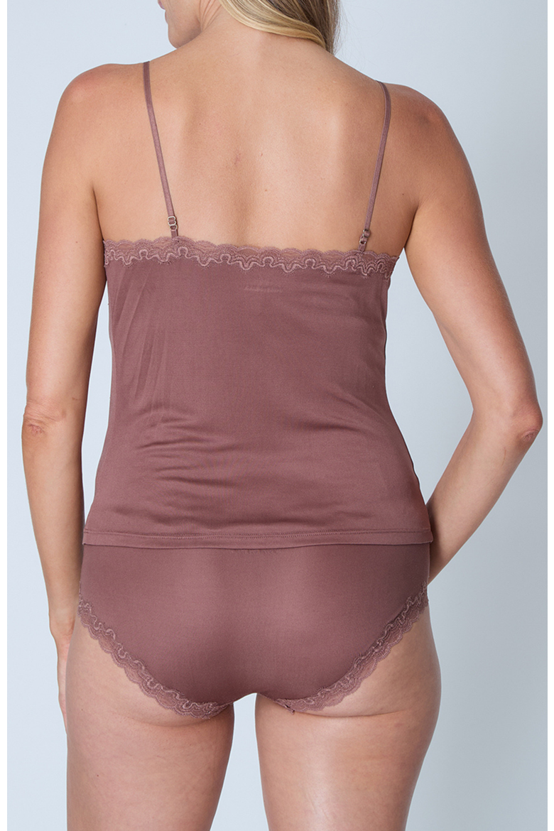 Soft Silk Lace Trim Camisole, Alternate, color, TOFFEE