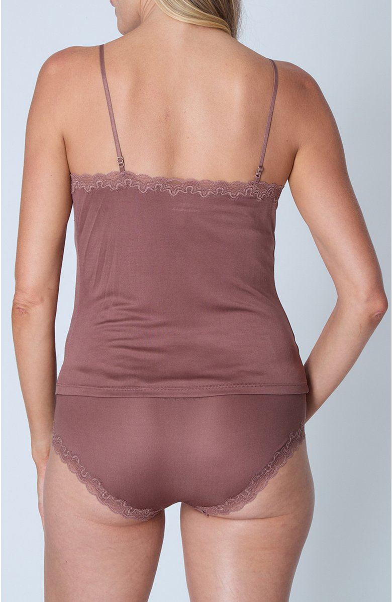 Uwila Warrior Soft Silk Lace Trim Camsiole, Alternate, color, Toffee