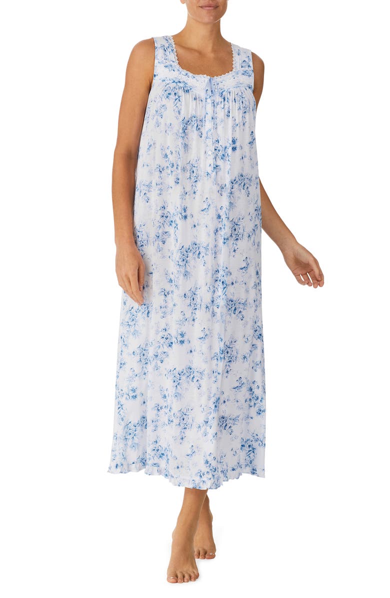 Eileen West Floral Print Cotton Ballet Nightgown, Main, color,