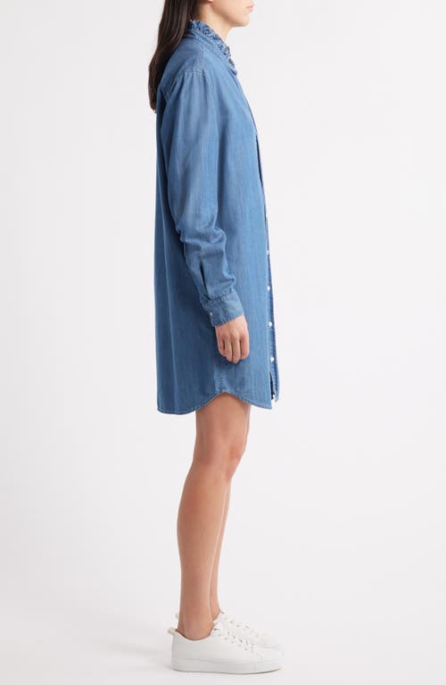 Frank & Eileen Mary Ruffle Collar Long Sleeve Denim Shirtdress In Vintage Stonewashed Indigo