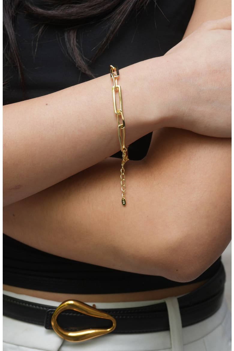 Chunky Paper Clip Chain Bracelet, Alternate, color, GOLD