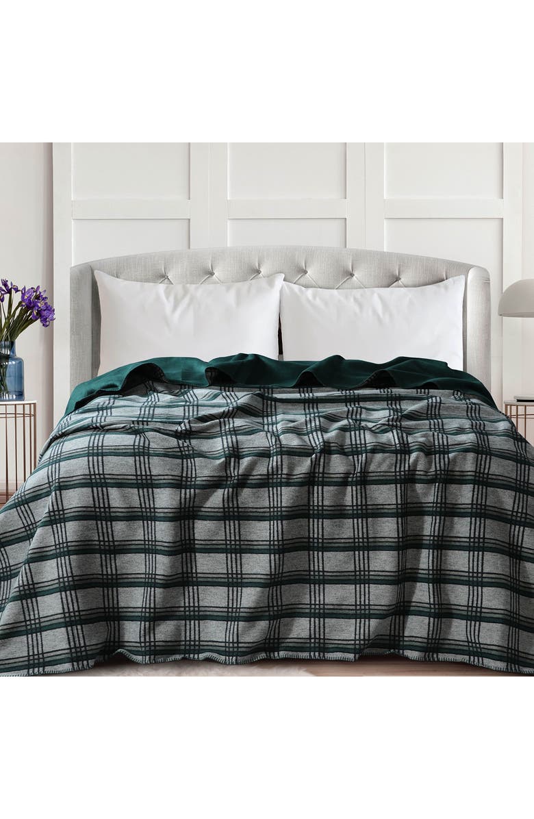 AZORES HOME Yarn Dyed Plaid Throw Blanket, Alternate, color, Plaid Green