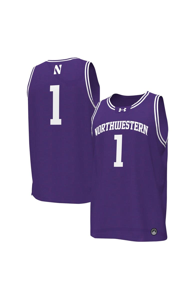 Under Armour Men's Under Armour #1 Purple Northwestern Wildcats Replica Basketball Jersey, Main, color, 