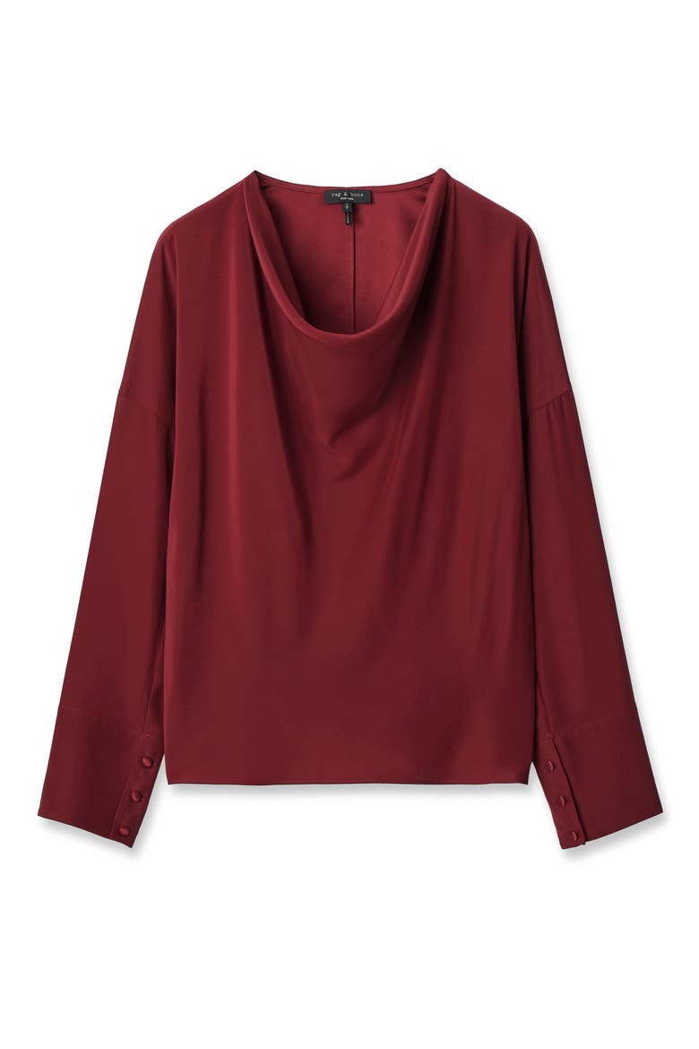 Vinnie Cowl Neck Silk Top, Alternate, color, RED
