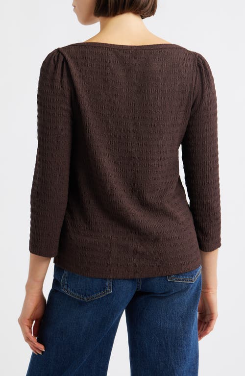 Bobeau Boat Neck Knit Shirt In Brown
