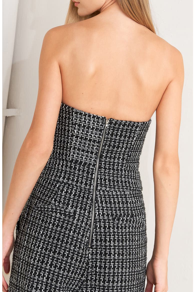 Strapless Tweed Wide Leg Jumpsuit, Alternate, color, BLACK