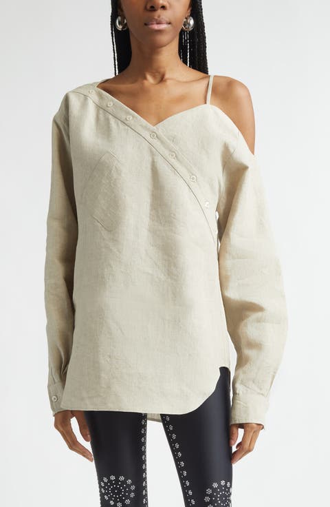 Heart Asymmetric Linen Shirt