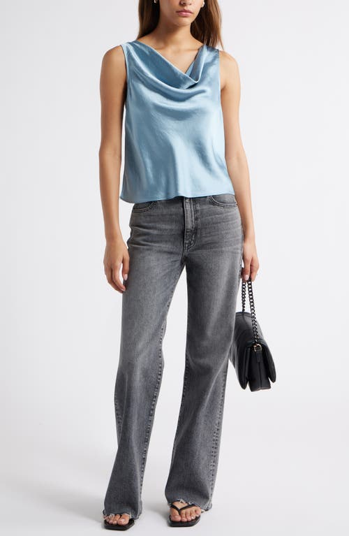 Open Edit Sleeveless Cowl Neck Satin Top