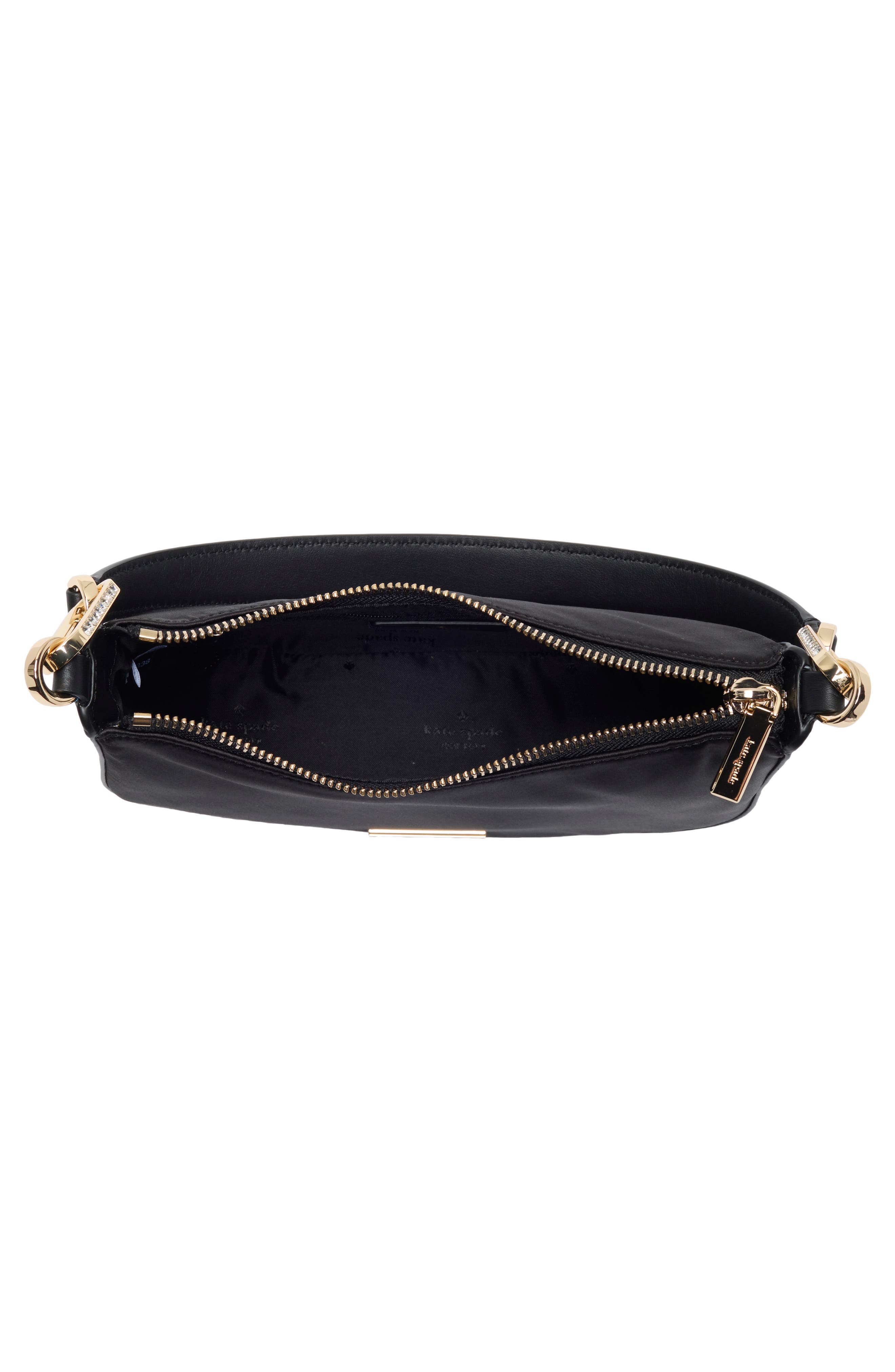 nina satin crystal shoulder bag, Alternate, color, BLACK