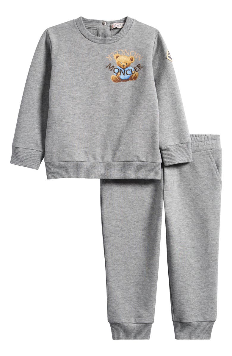 Moncler Kids' Bear Logo Graphic Sweatshirt & Joggers Set, Main, color, Grey