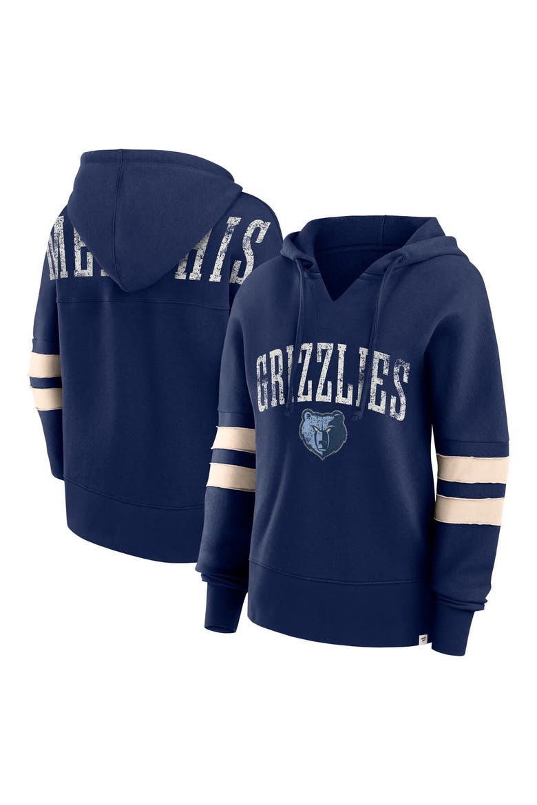 Women's Fanatics Branded Navy Memphis Grizzlies Bold Move Dolman V-Neck Pullover Hoodie, Alternate, color, Navy