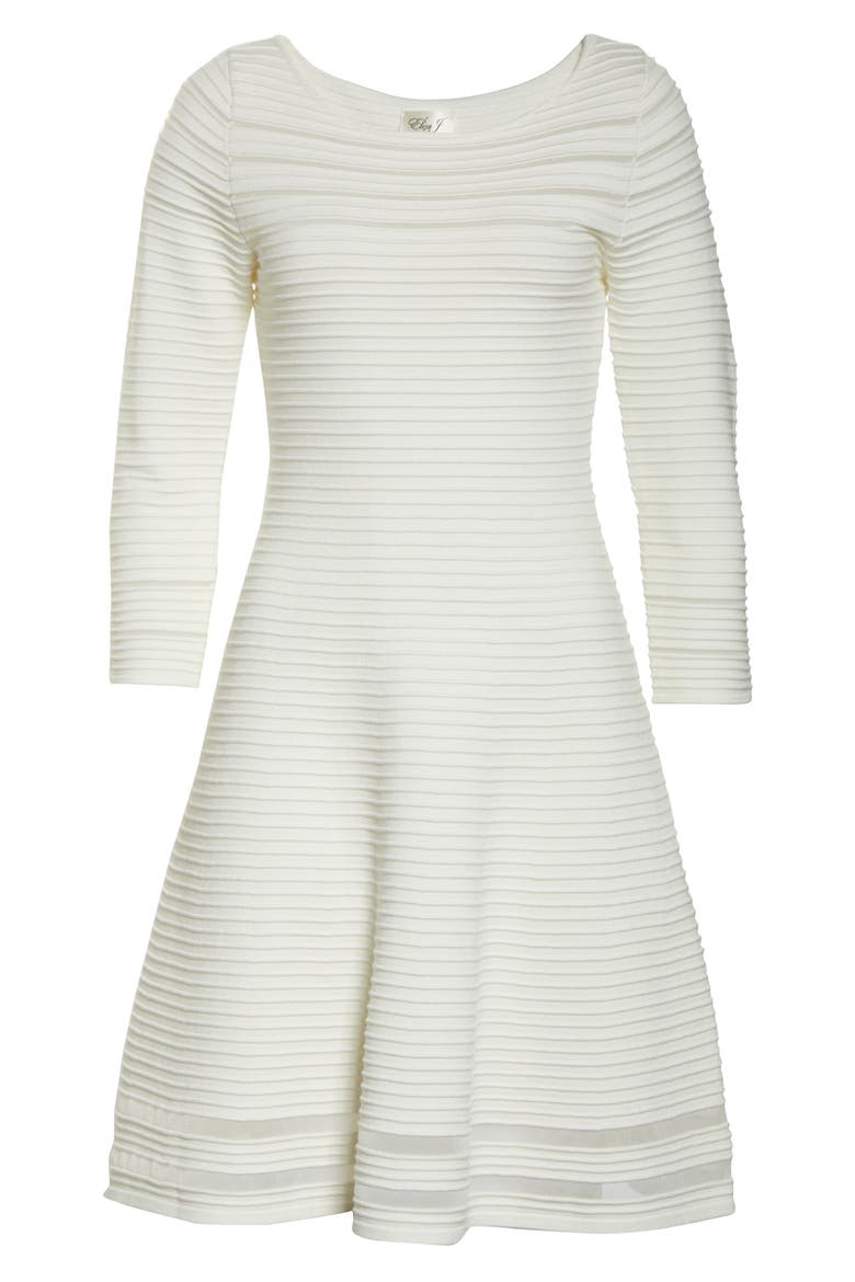 Mesh Fit & Flare Dress, Alternate, color, IVORY