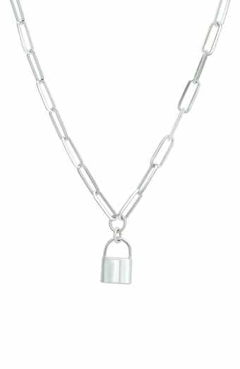 CANDELA JEWELRY Lock Pendant Paperclip Chain Necklace