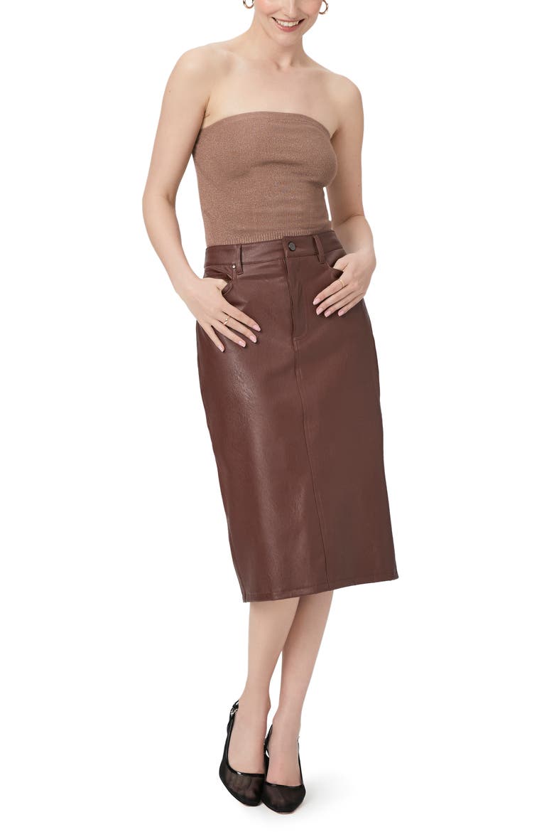 Siren Faux Leather Midi Skirt, Alternate, color, RUM RAISIN