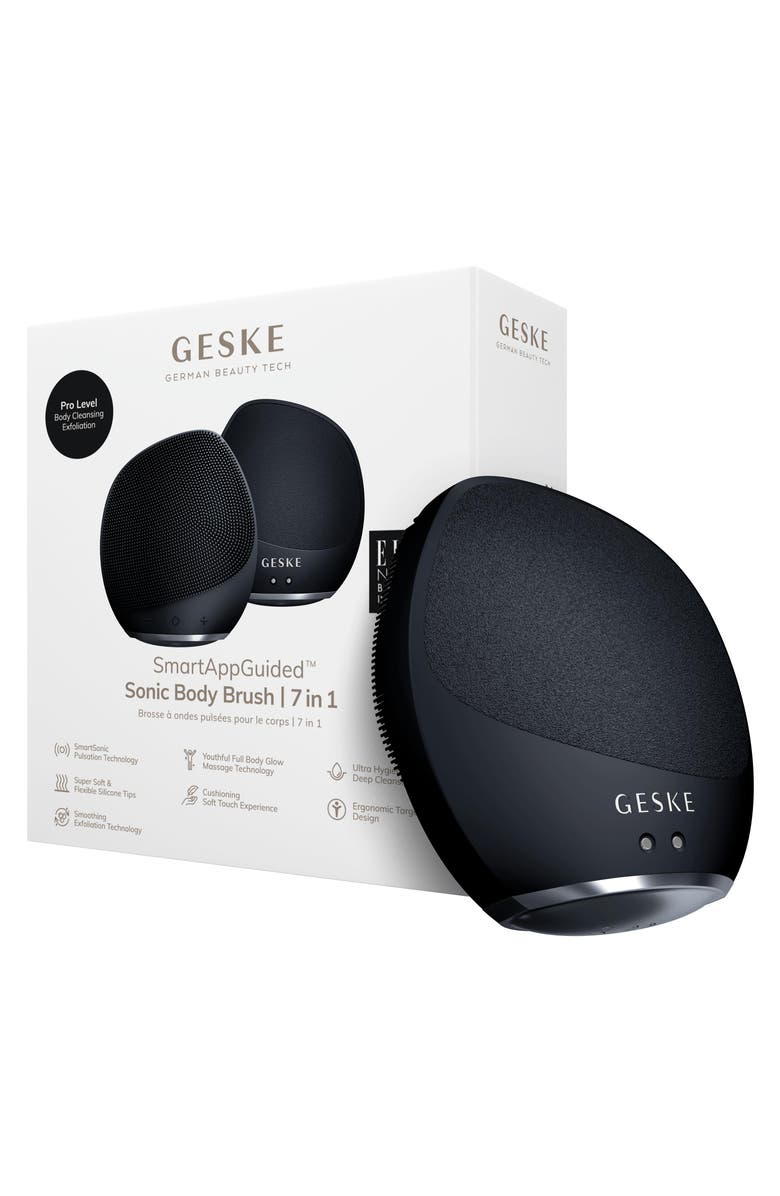 GESKE SmartAppGuided Sonic Body Brush & Intensive Exfoliator | 7 in 1, Main, color, Black