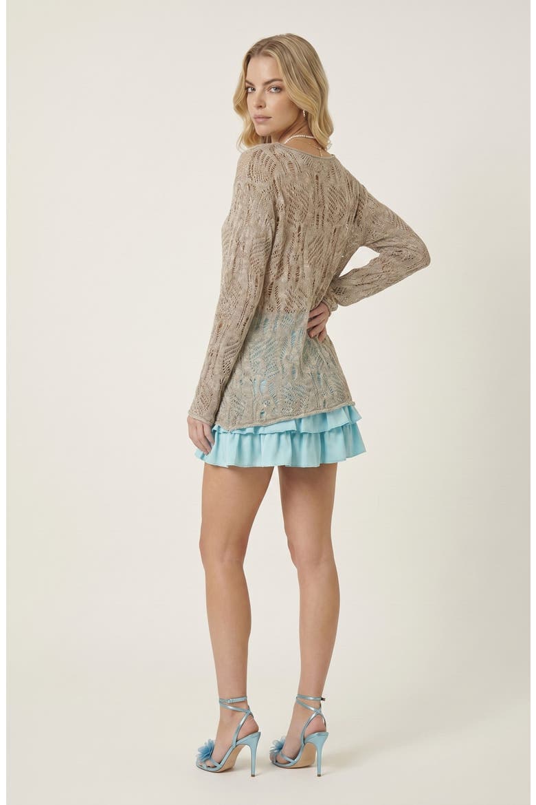 Open Knit Pullover Sweater, Alternate, color, Gray
