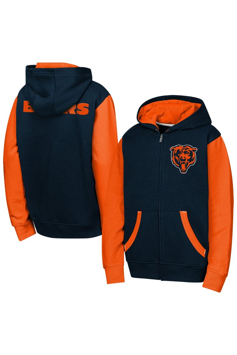 Youth Outerstuff Navy Chicago Bears Stadium Colorblock Full-Zip Hoodie, Main, color, Navy