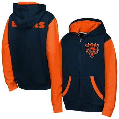 Youth Outerstuff Navy Chicago Bears Stadium Colorblock Full-Zip Hoodie