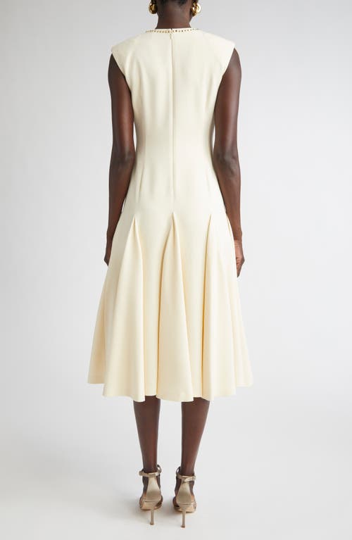 St John St. John Stud Embellished Sleeveless Stretch Cady Midi Dress In Neutral
