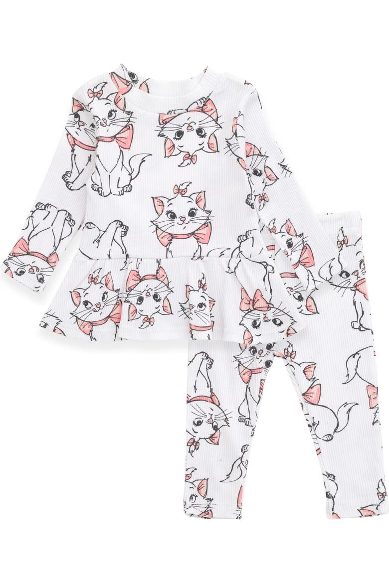 The Aristocats Marie Ribbed Long Sleeve Tee and Pants Set, Main, color, Tusk Marie