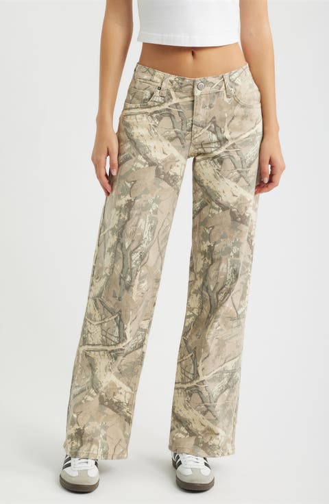 Britney Camo Low Rise Wide Leg Jeans