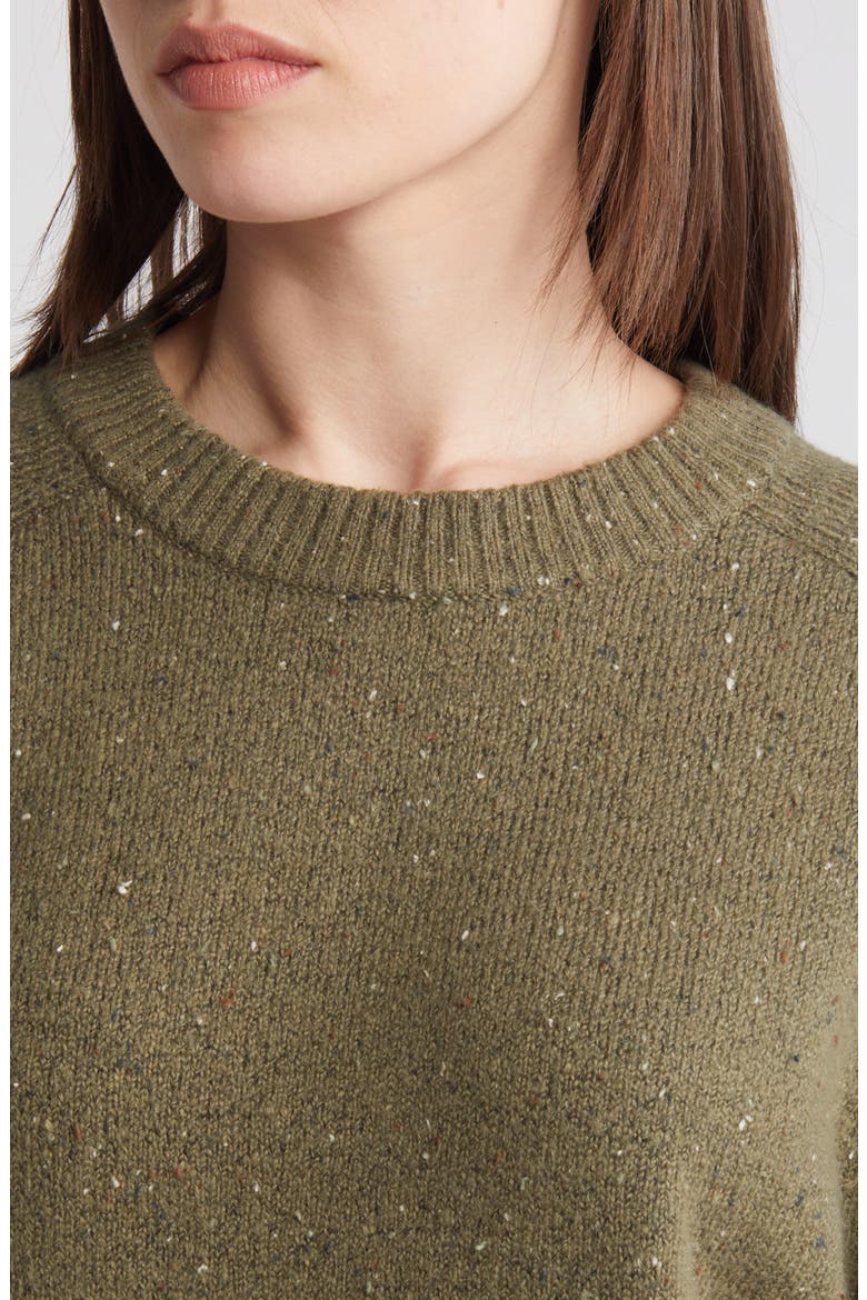 Speckled Pima Cotton Blend Sweater, Alternate, color, OLIVE KALAMATA NEP