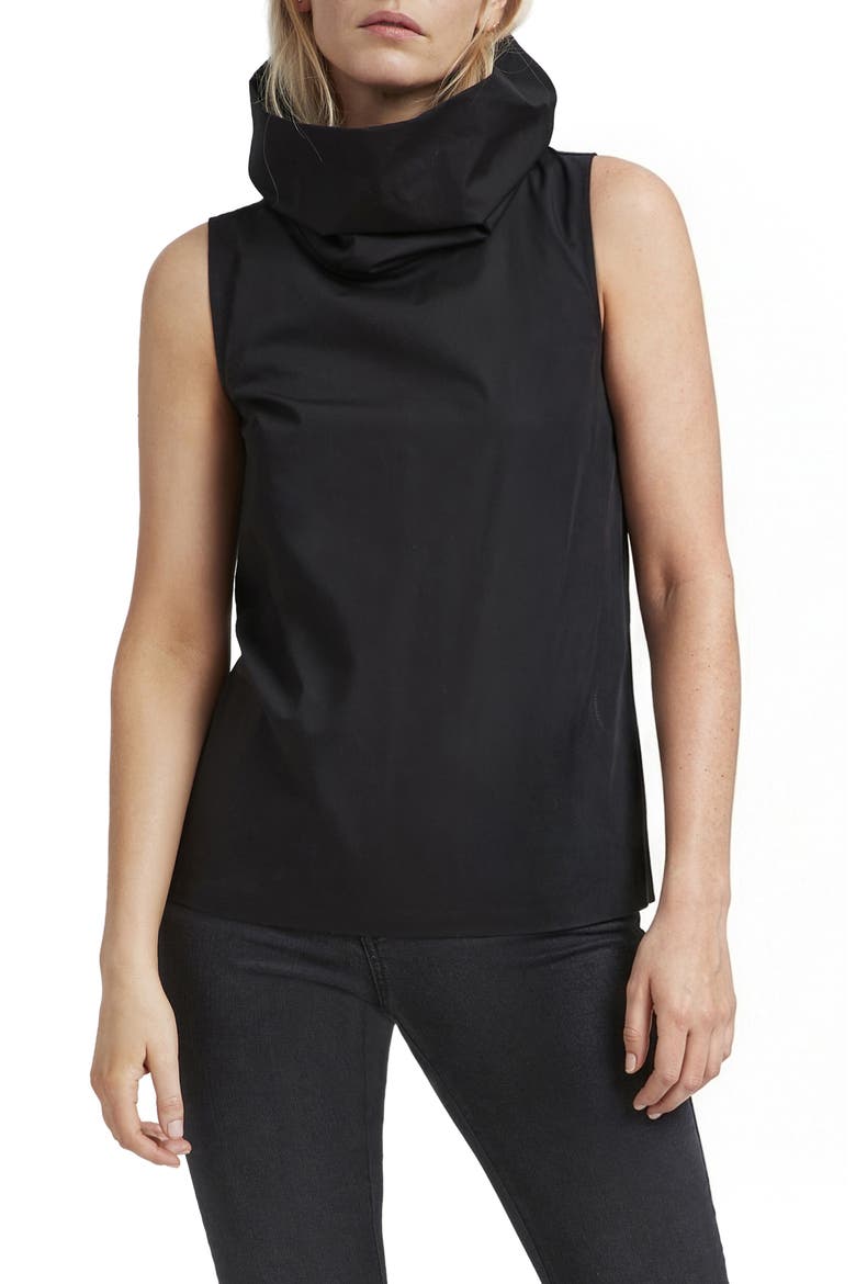 Marcy Funnel Neck Sleeveless Top, Main, color, BLACK
