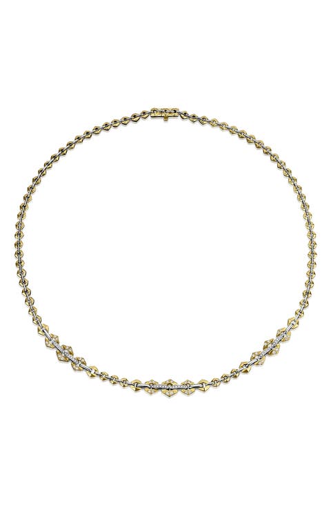 Flow Graduated Diamond Chain Necklace