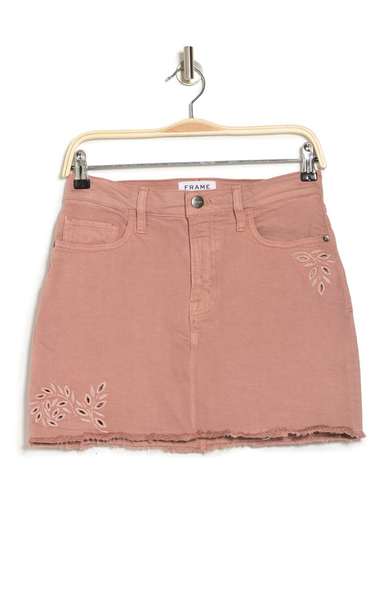 FRAME Le Mini Skirt Foliage Eyelet Denim Skirt, Main, color, 