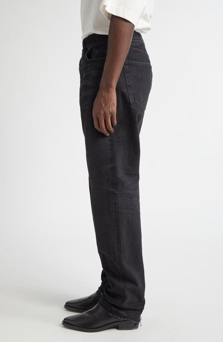 Fear of God Five-Pocket Raw Hem Straight Leg Jeans, Alternate, color, Black