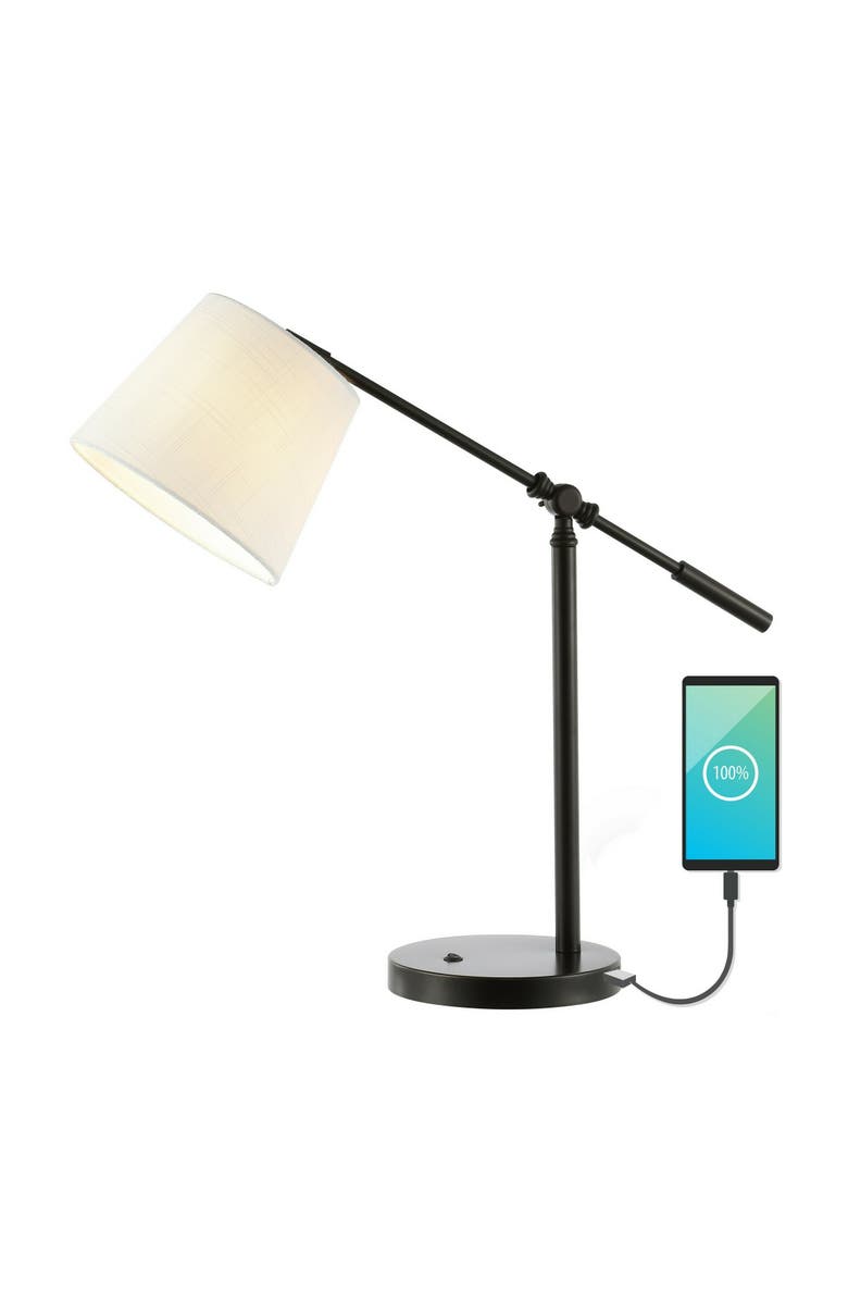 JONATHAN Y Troy 24" Classic Contemporary Iron LED Task Lamp with USB Charging Port, Oil Rubbed Bronze, Main, color, Oil Rubbed Bronze