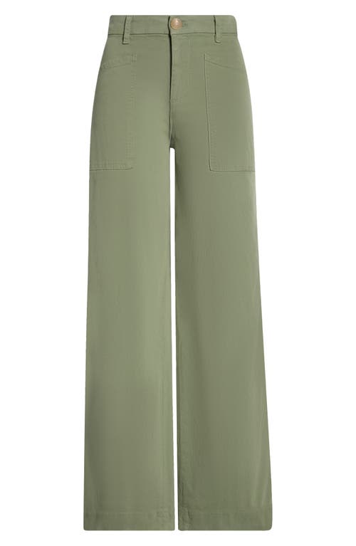Frank & Eileen Patch Pocket Wide Leg Pants In Green