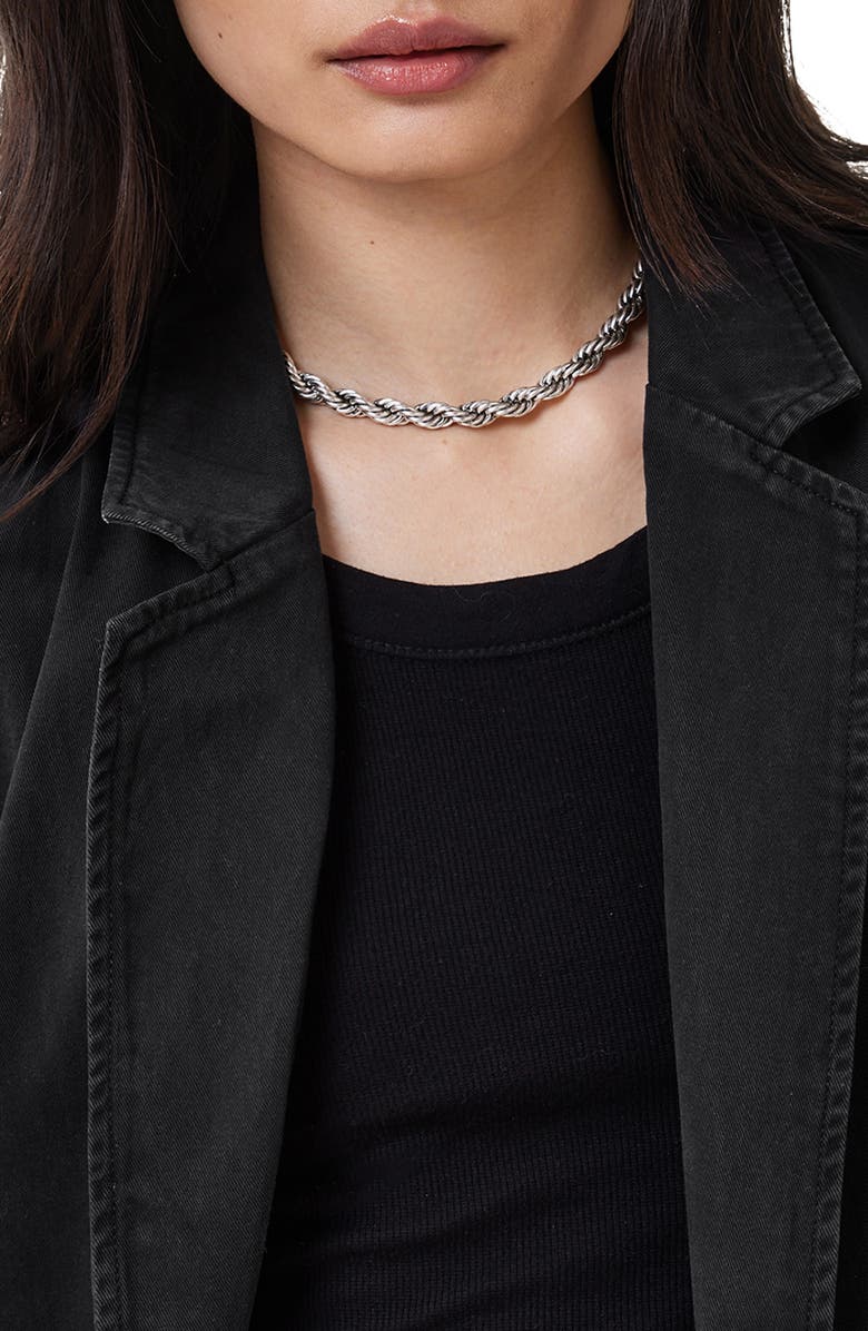 AllSaints Aleida Denim Blazer, Alternate, color, Washed Black