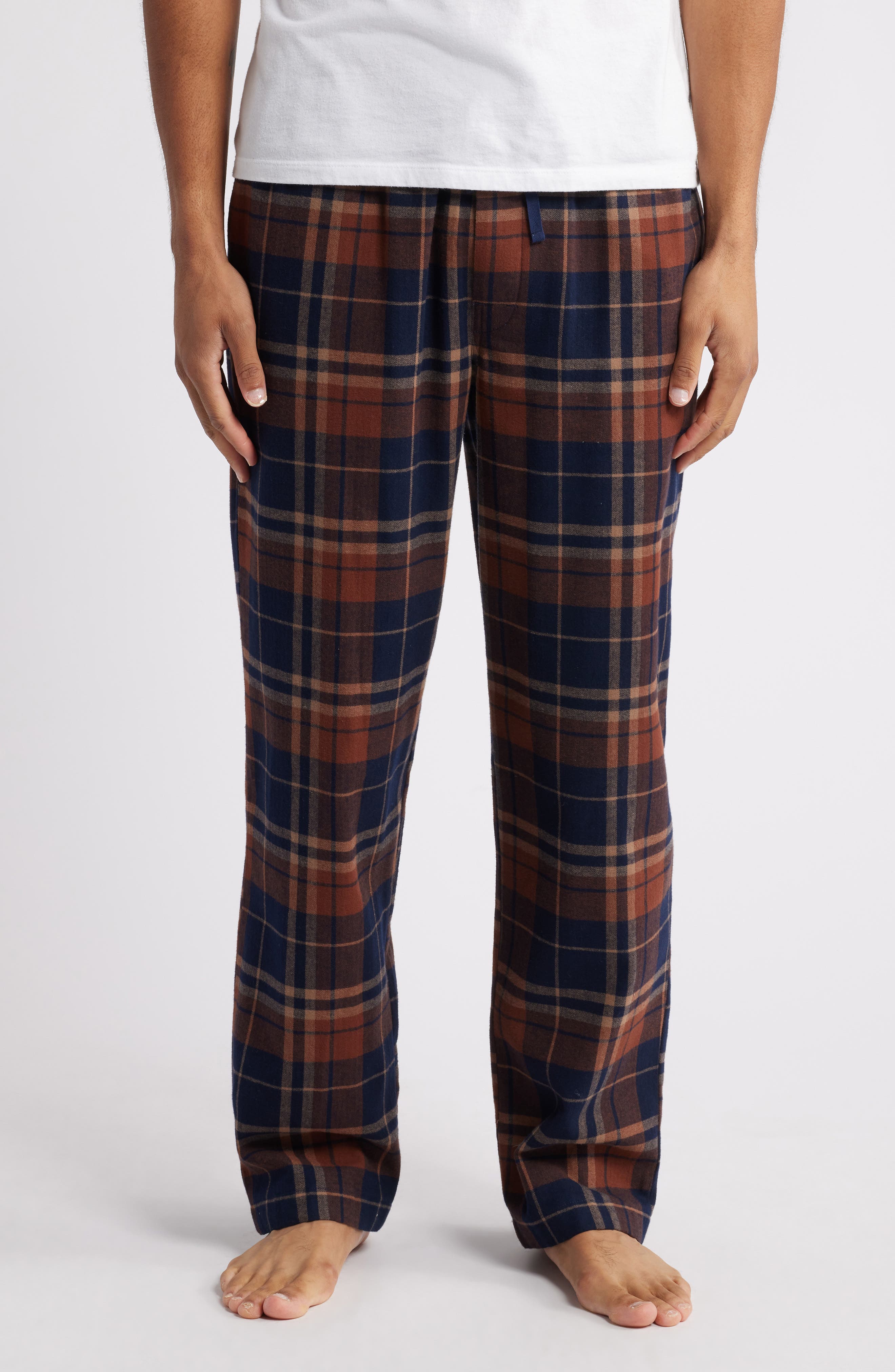 Majestic International Country Flannel Pajama Pants in Navy/Brown 