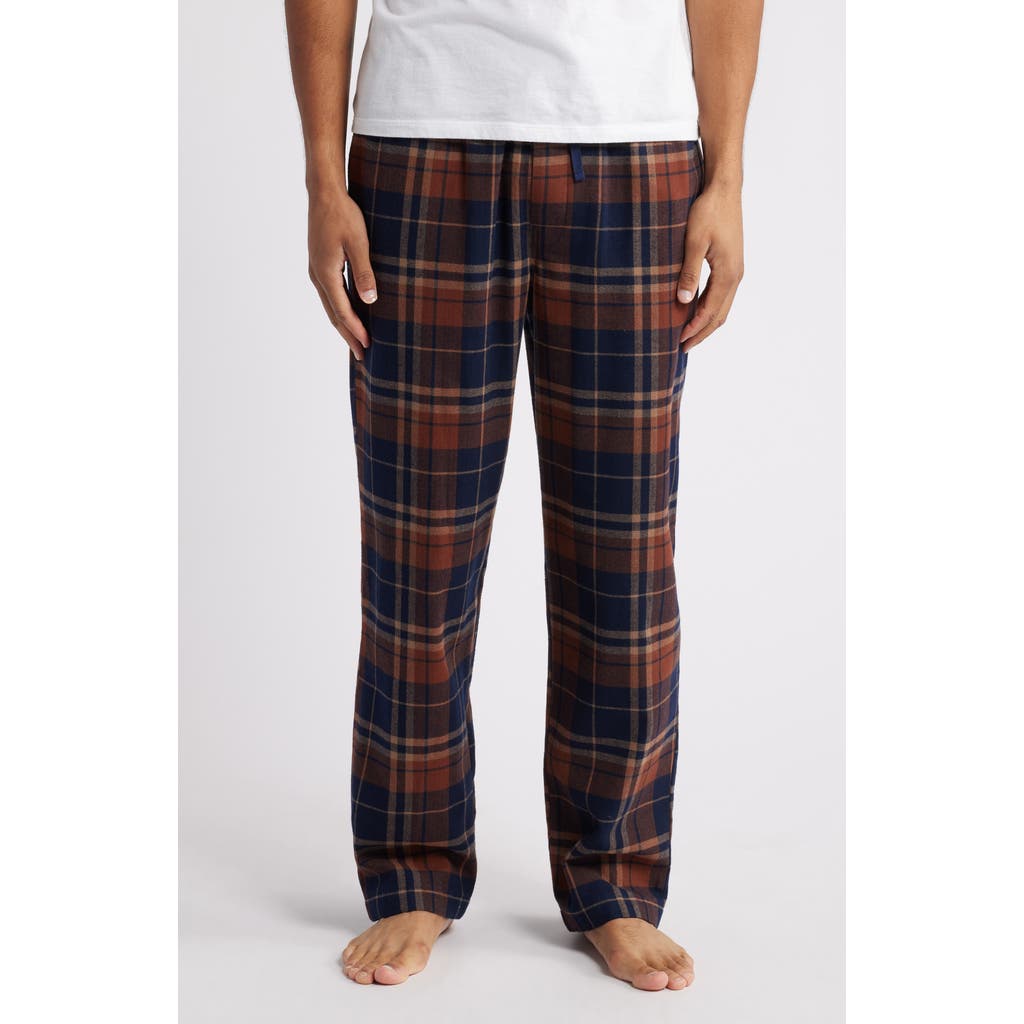 Majestic International Country Flannel Pajama Pants in Navy/Brown