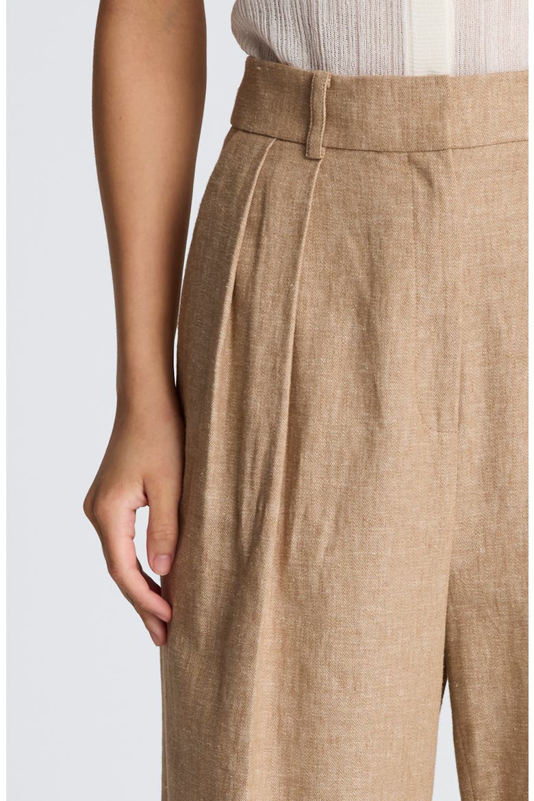 Double Pleat Wide Leg Linen Blend Pants, Alternate, color, MESA TAUP/ MELANGE