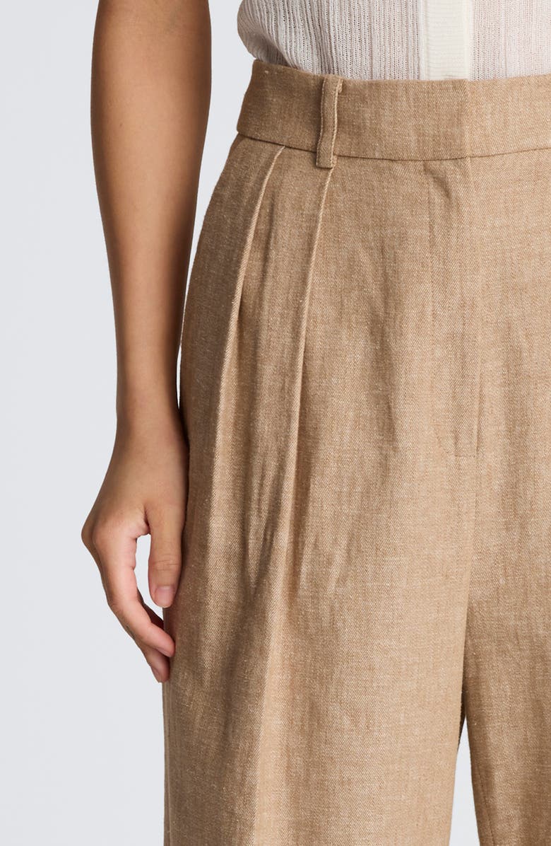 Kenneth Cole Double Pleat Wide Leg Linen Blend Pants, Alternate, color, 