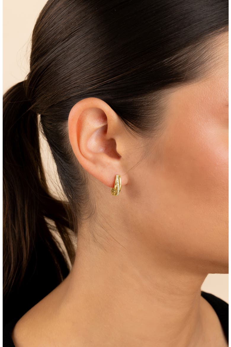 Benedetta Twist Pavé Hoop Earrings, Alternate, color, GOLD