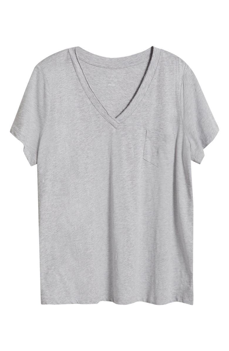 Caslon<sup>®</sup> Short Sleeve Cotton & Modal V-Neck Pocket T-Shirt, Alternate, color, Grey Heather